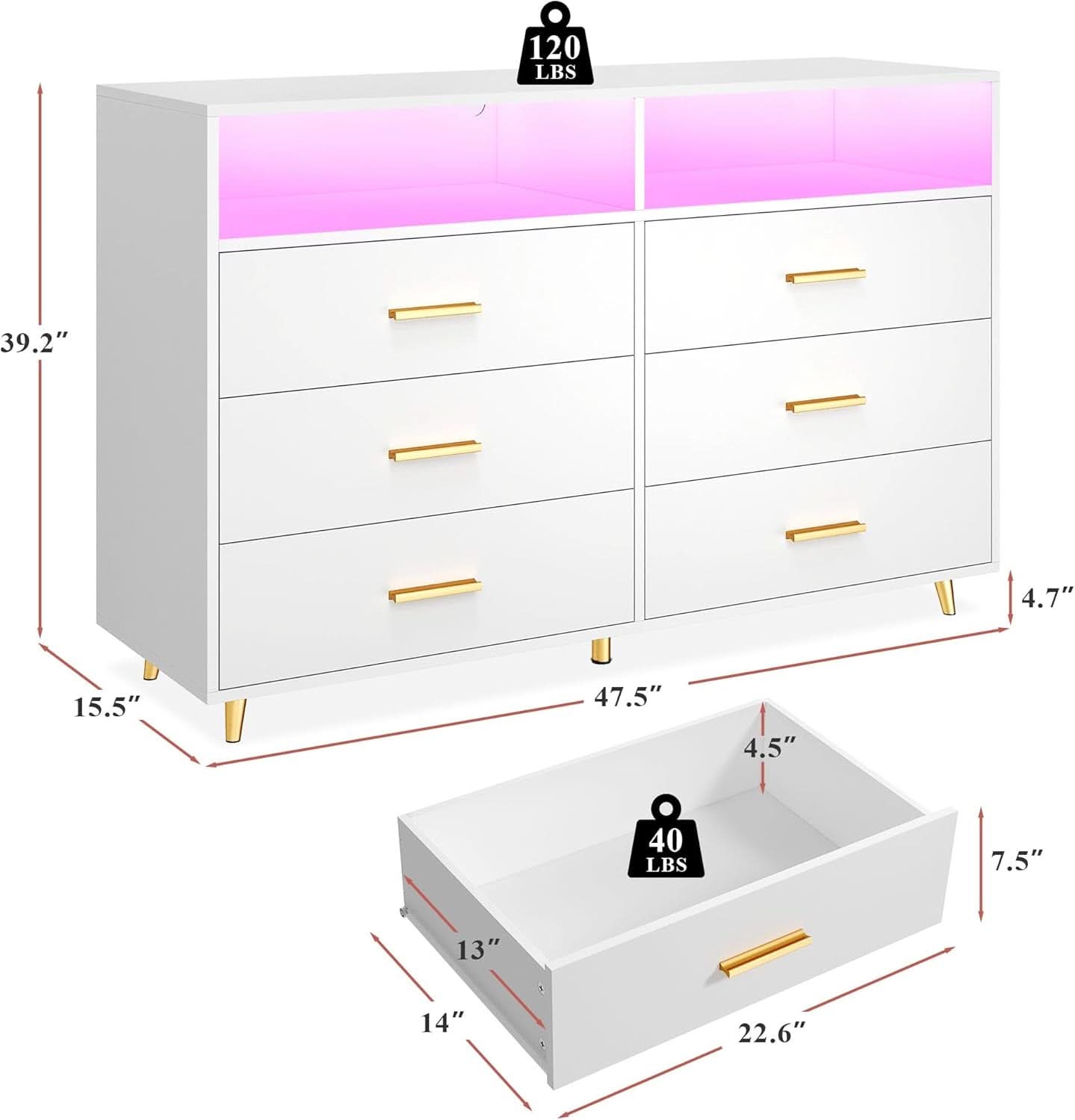 Elegant White Dresser With Integrated LED Lighting-1