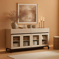 Oak Sideboard Buffet With Glass Doors Light Finish-0
