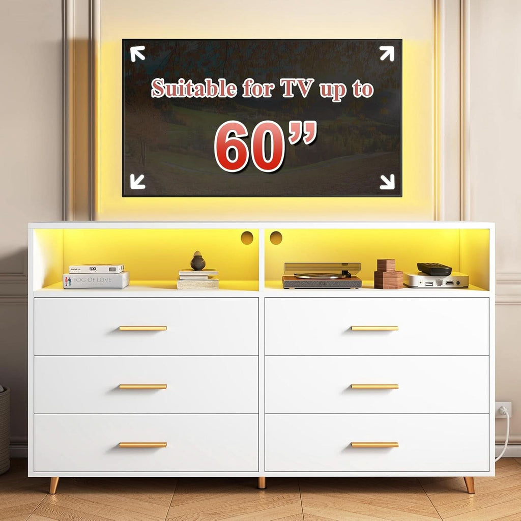 Elegant White Dresser With Integrated LED Lighting-4