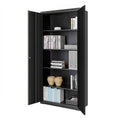 Black Steel Lockable Storage Cabinet Shelving Unit with 4 Adjustable Shelves-0