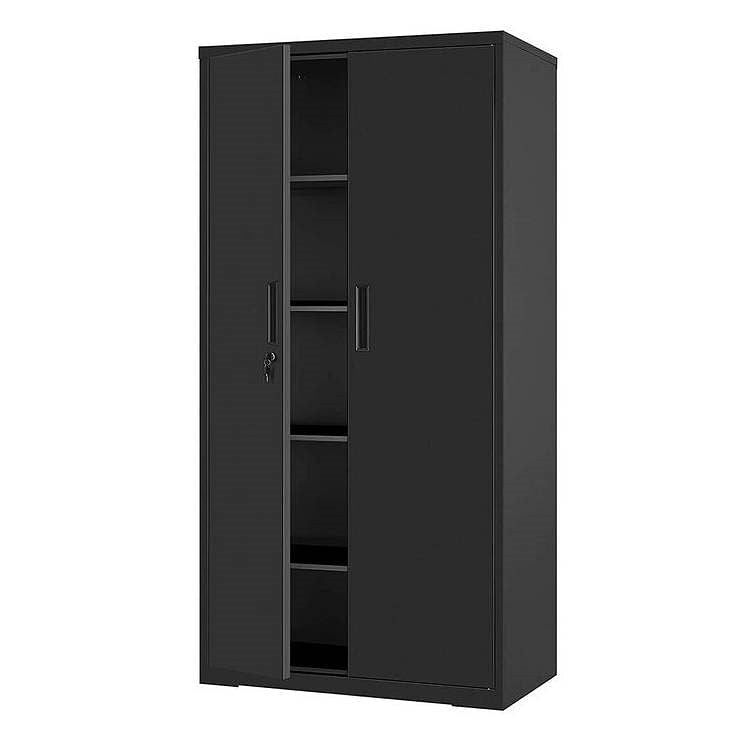 Black Steel Lockable Storage Cabinet Shelving Unit with 4 Adjustable Shelves-2