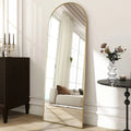 Gold 64-inch Full Length Arched Floor Mirror with Stand and Wall Hanging Screws - Whitelabeauty