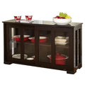 Espresso Sideboard Buffet Dining Kitchen Cabinet with 2 Glass Sliding Doors-0