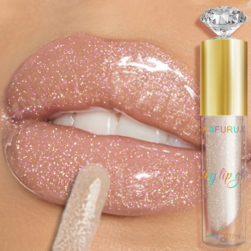 CD Moisturizing Diamond Shimmer Glitter Lip Gloss applied to lips with a sparkling finish