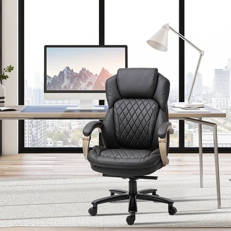Brown Big and Tall Diamond Stitching Executive Adjustable Height Office Chair