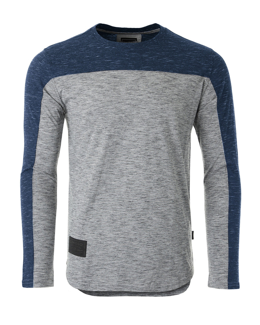 Athletic Color Block Long Sleeve Curved Hemline Casual Shirt-4