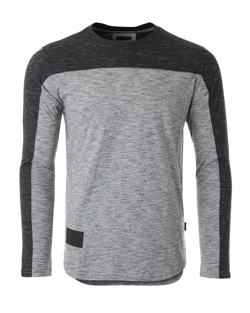 Athletic Color Block Long Sleeve Curved Hemline Casual Shirt-3