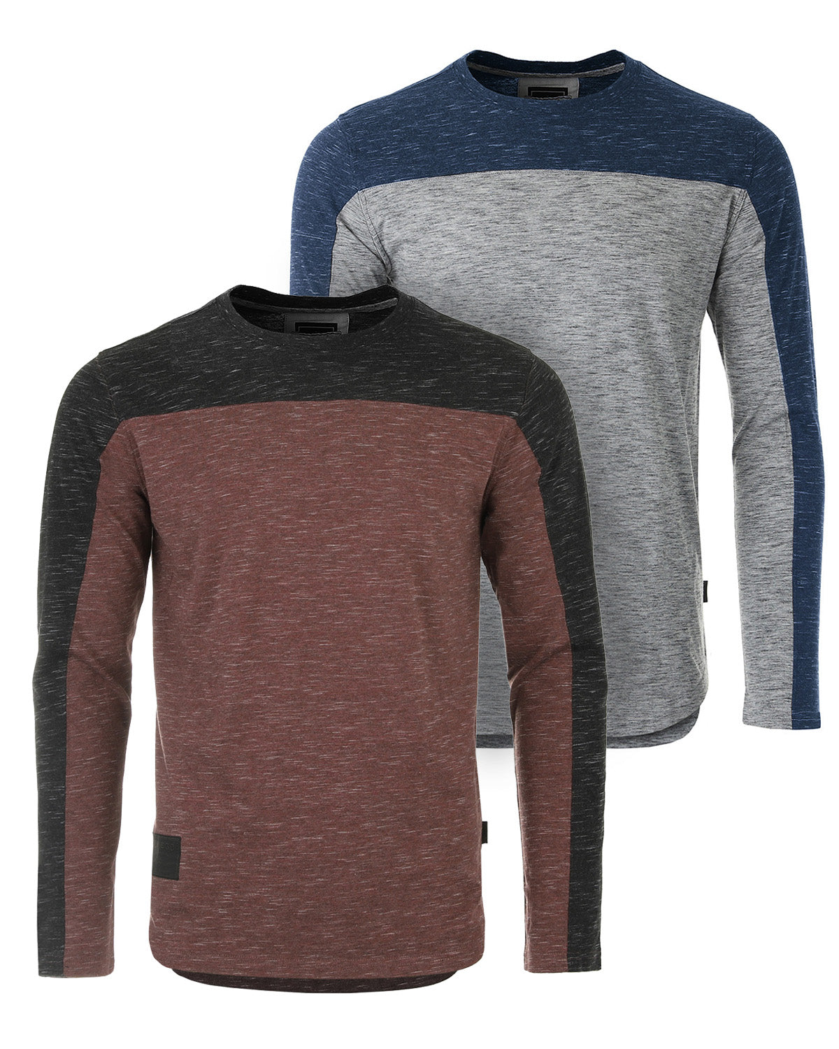 Athletic Color Block Long Sleeve Curved Hemline Casual Shirt-6