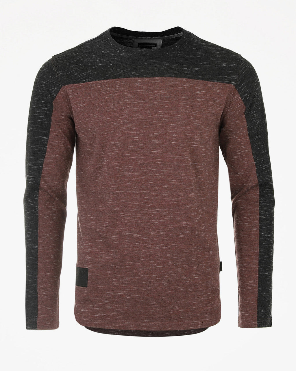 Athletic Color Block Long Sleeve Curved Hemline Casual Shirt-2