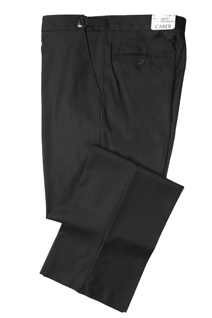 "Anthony" Black Vitale Barberis Italian Wool Tuxedo Pants - Whitelabeauty