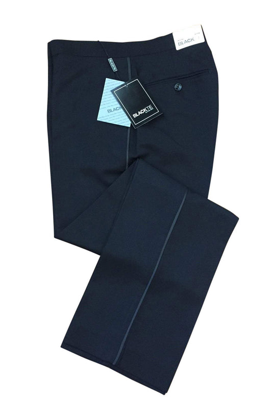 "Logan" Black Luxury Wool Blend Tuxedo Pants - Whitelabeauty