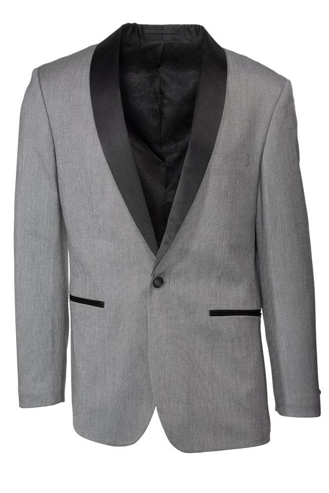"Sebastian" Grey Pindot Tuxedo Jacket Shawl (Separates) - Whitelabeauty