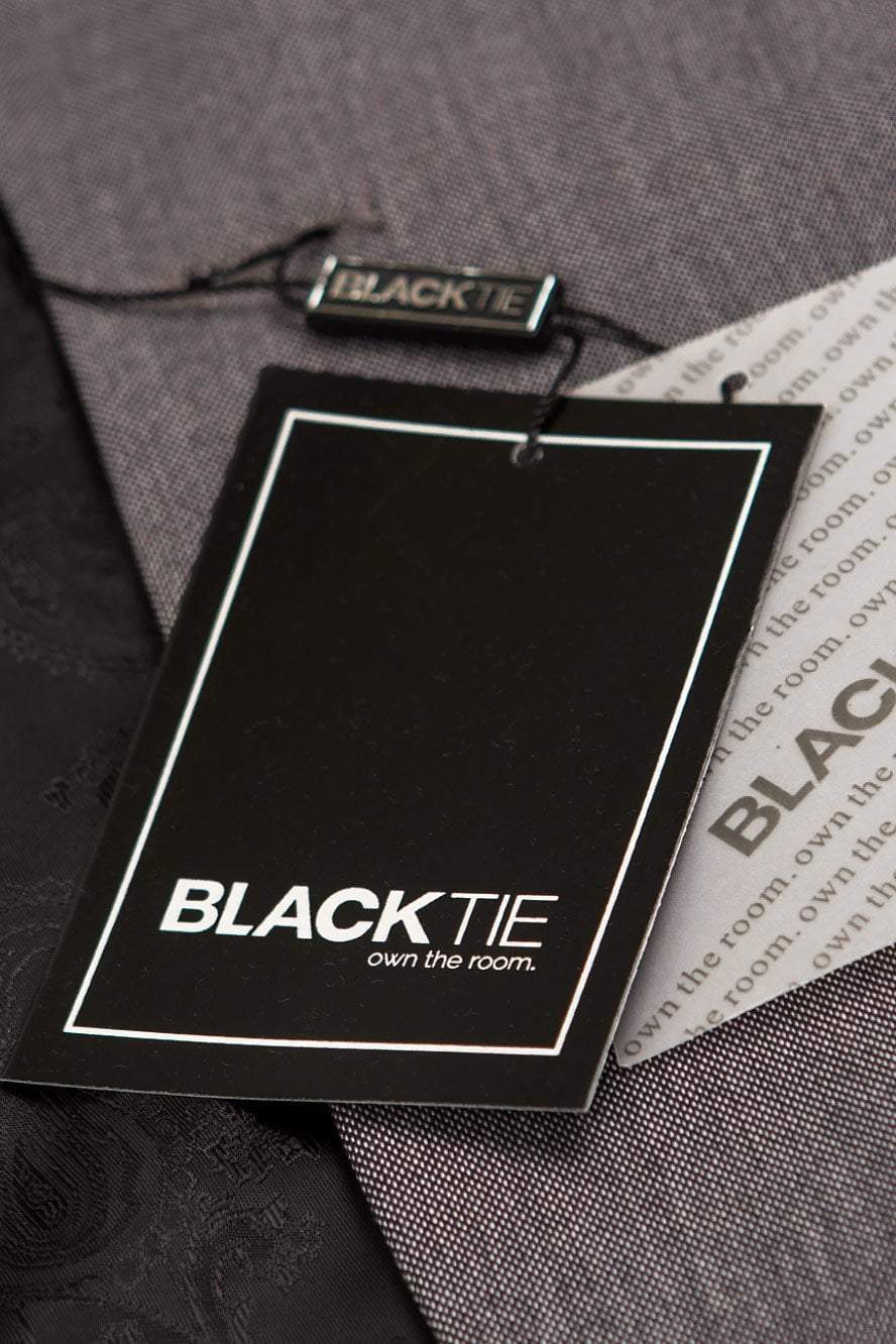 "Sebastian" Grey Pindot Tuxedo Jacket Shawl (Separates) - Whitelabeauty